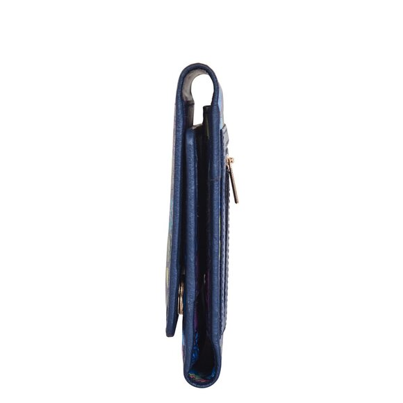 Hand Crafted Fabric Printed Blue Trifold Wallet Card Holder – Women’s Organizer - Picture 6 of 9